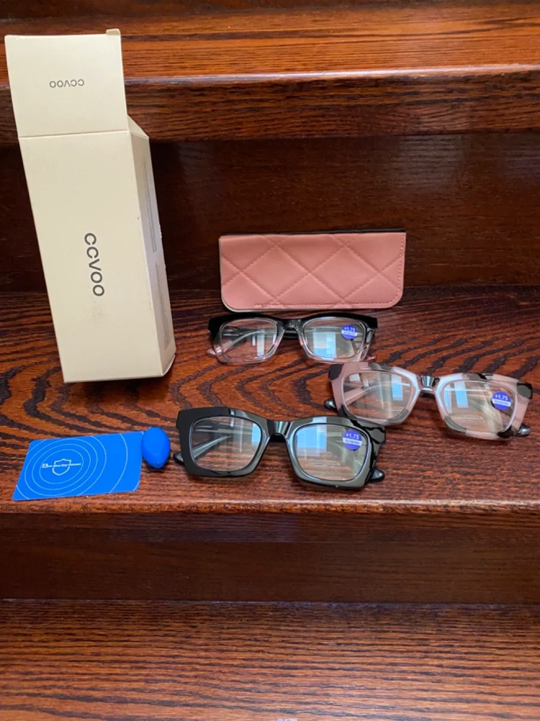 Ccvoo Reading Glasses +1.75 Blue Light Filter, 3 Pairs