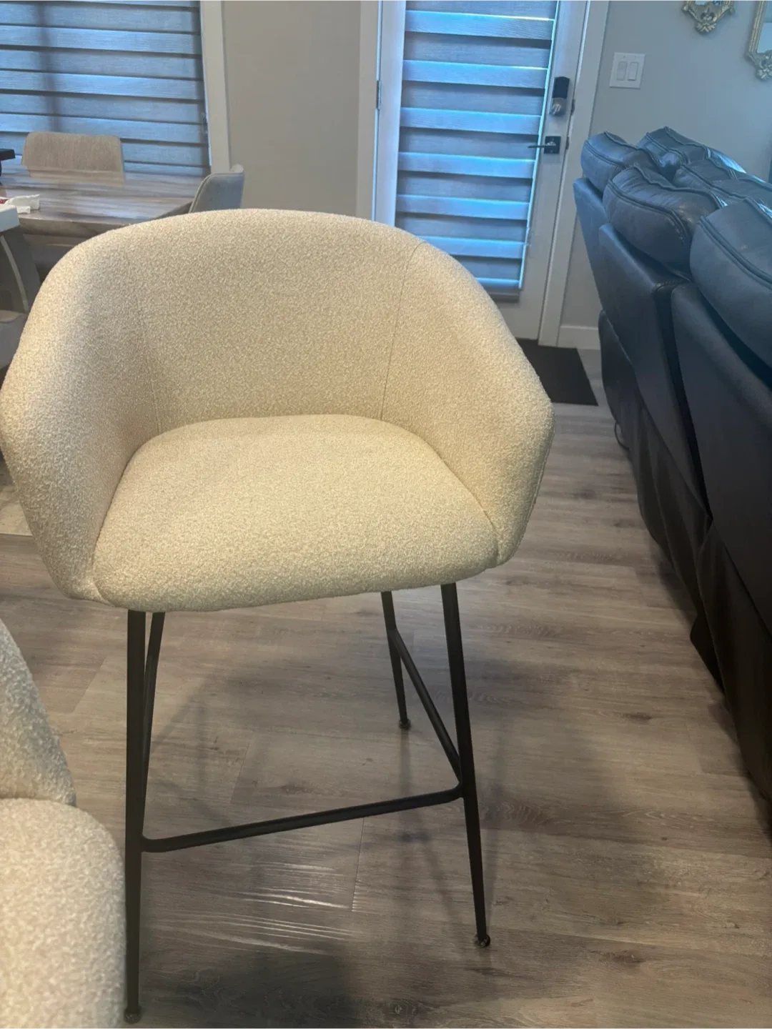 2 Ivory Boucle Bar Stool