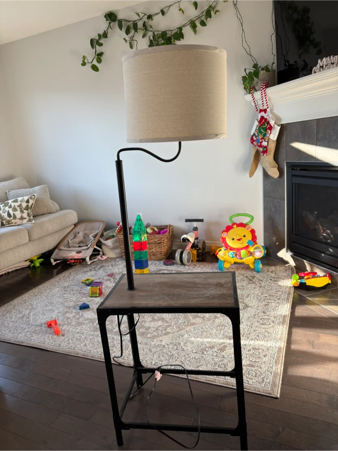 Lamp Table with Shelf & USB port image indicator(2)