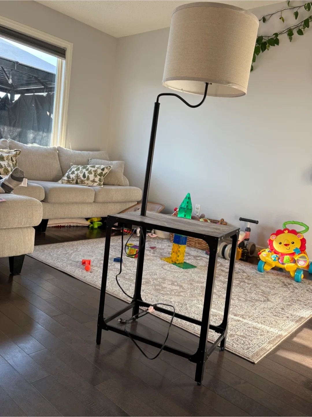 Lamp Table with Shelf & USB port