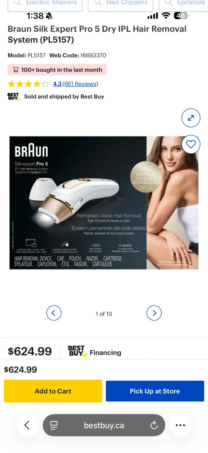 Braun Silk Expert Pro 5 Dry IPL Hair Removal System (PL5157)