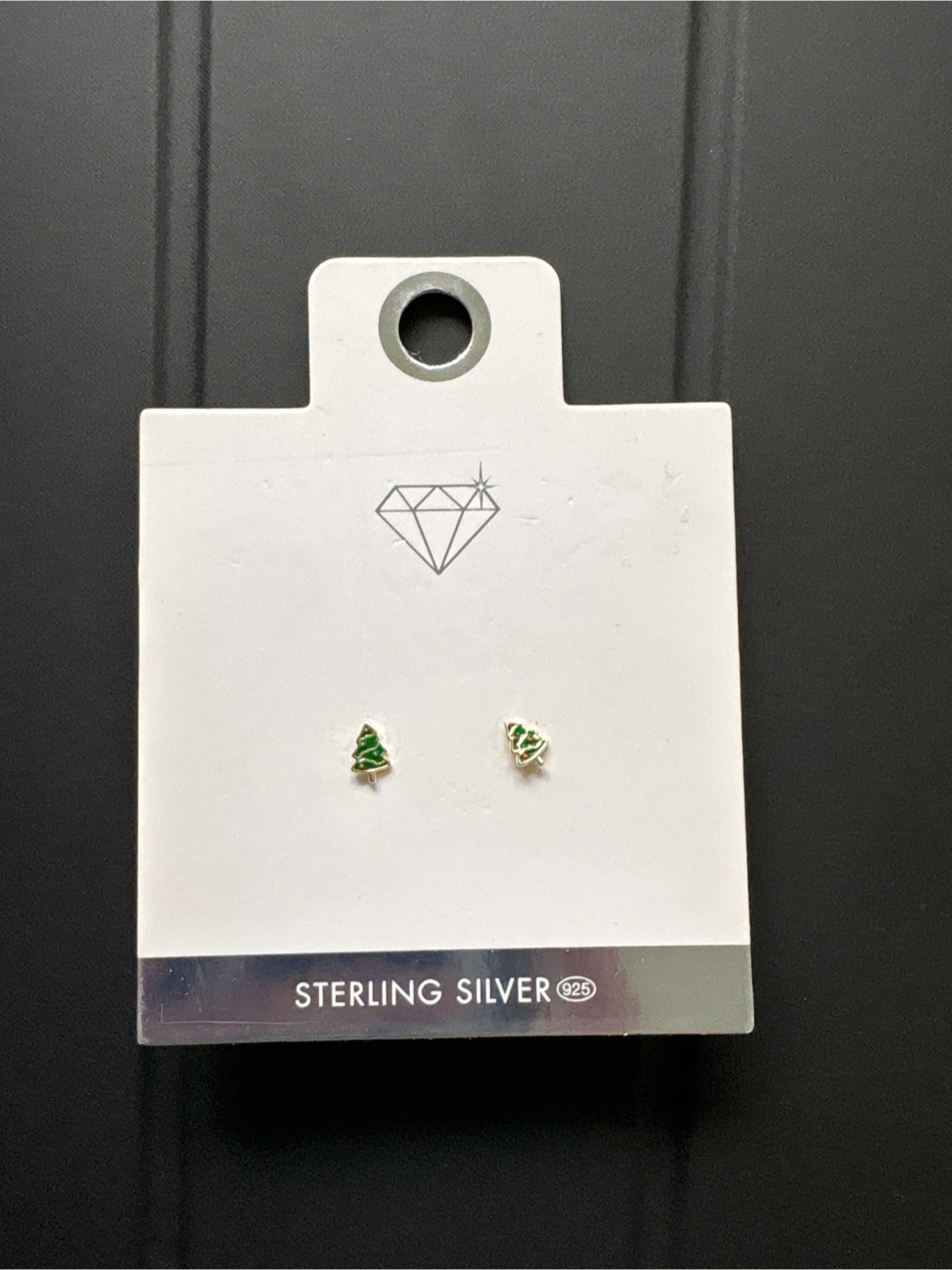 Sterling Silver Christmas Tree Stud Earrings