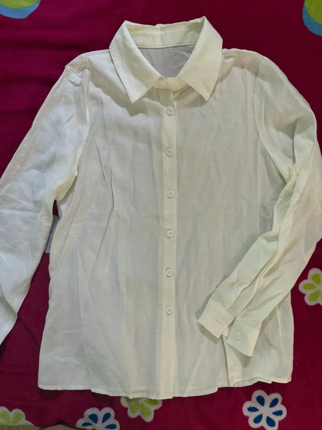 Elegant Long Sleeve Collared Blouse - Apricot image indicator(2)