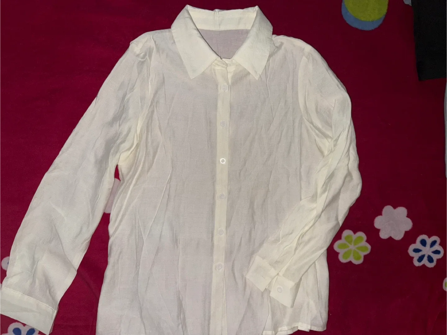 Elegant Long Sleeve Collared Blouse - Apricot image indicator(4)