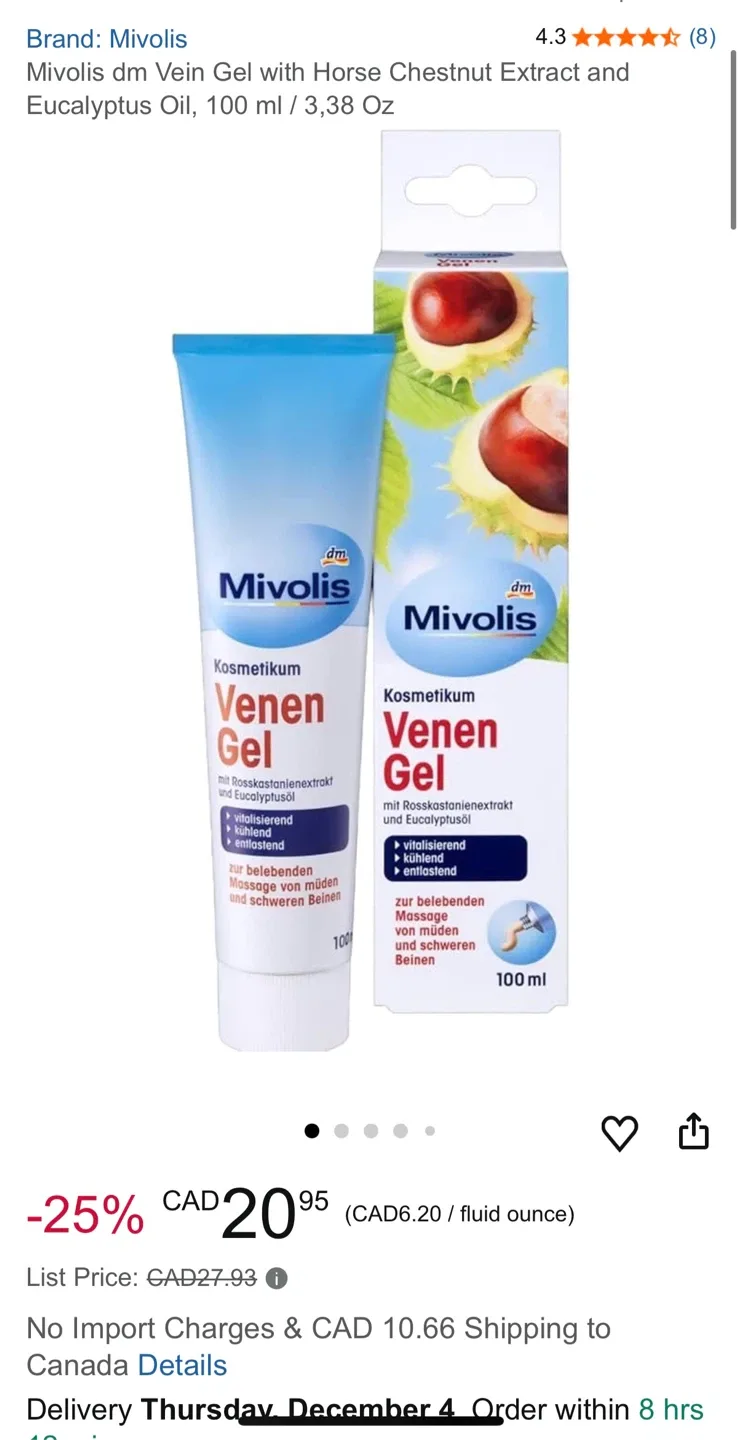 Mivolis Venen Gel with Horse Chestnut Extract, 100ml image indicator(4)