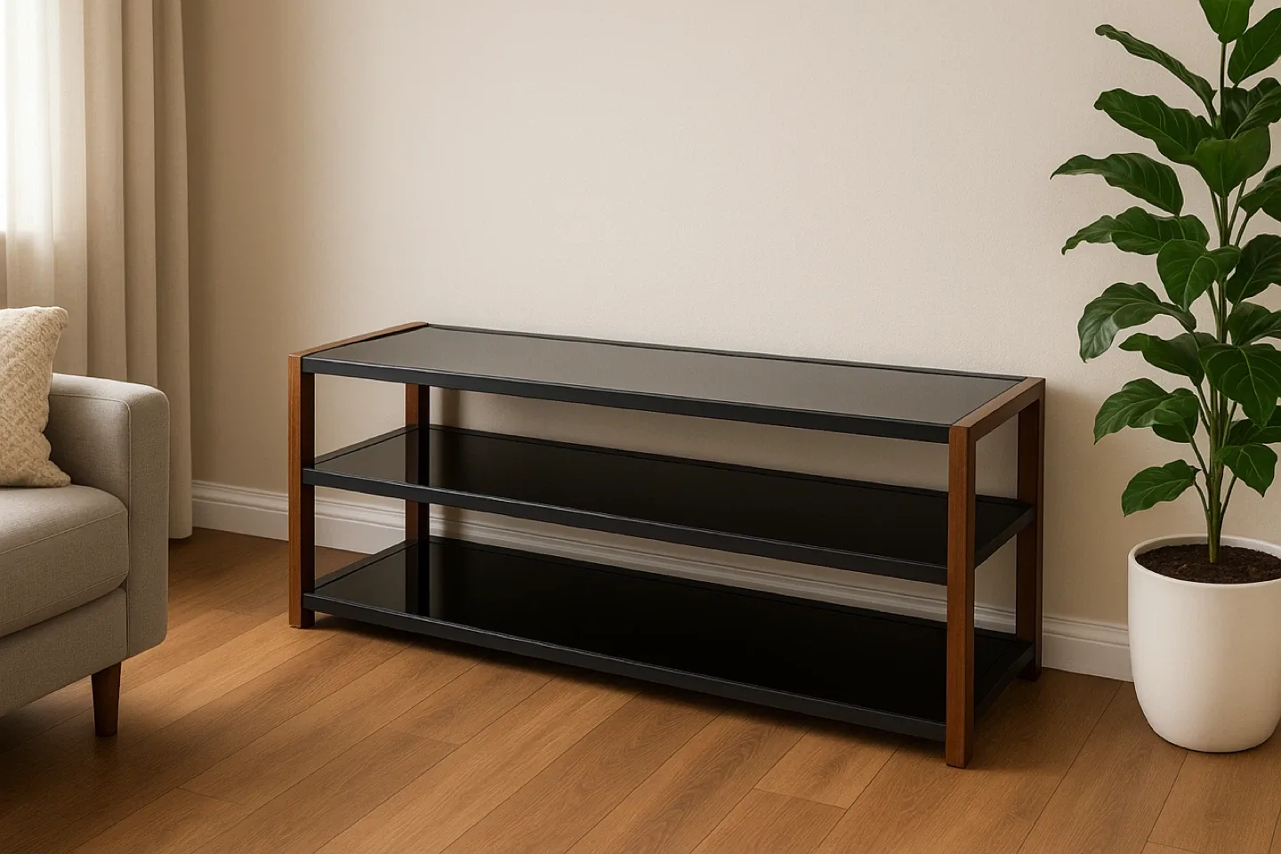Modern Black Glass TV Stand