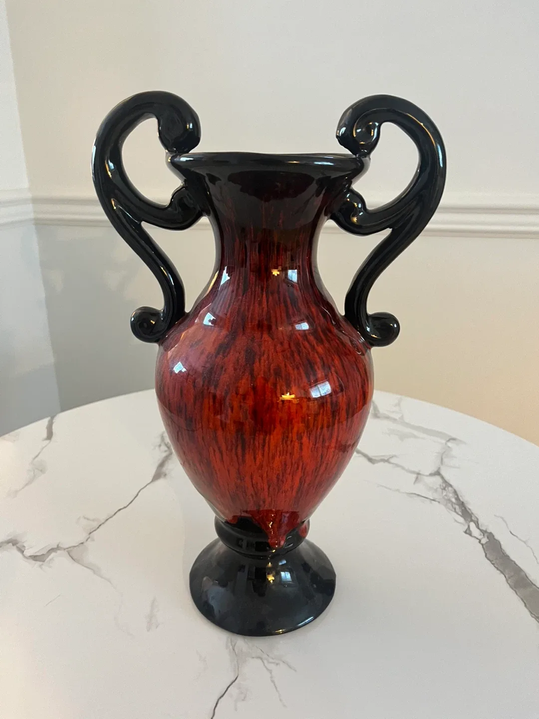 Decorative Red & Black Vase with Handles image indicator(2)