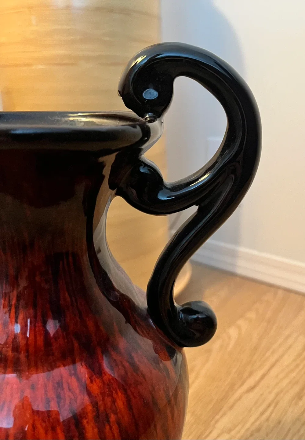 Decorative Red & Black Vase with Handles image indicator(4)