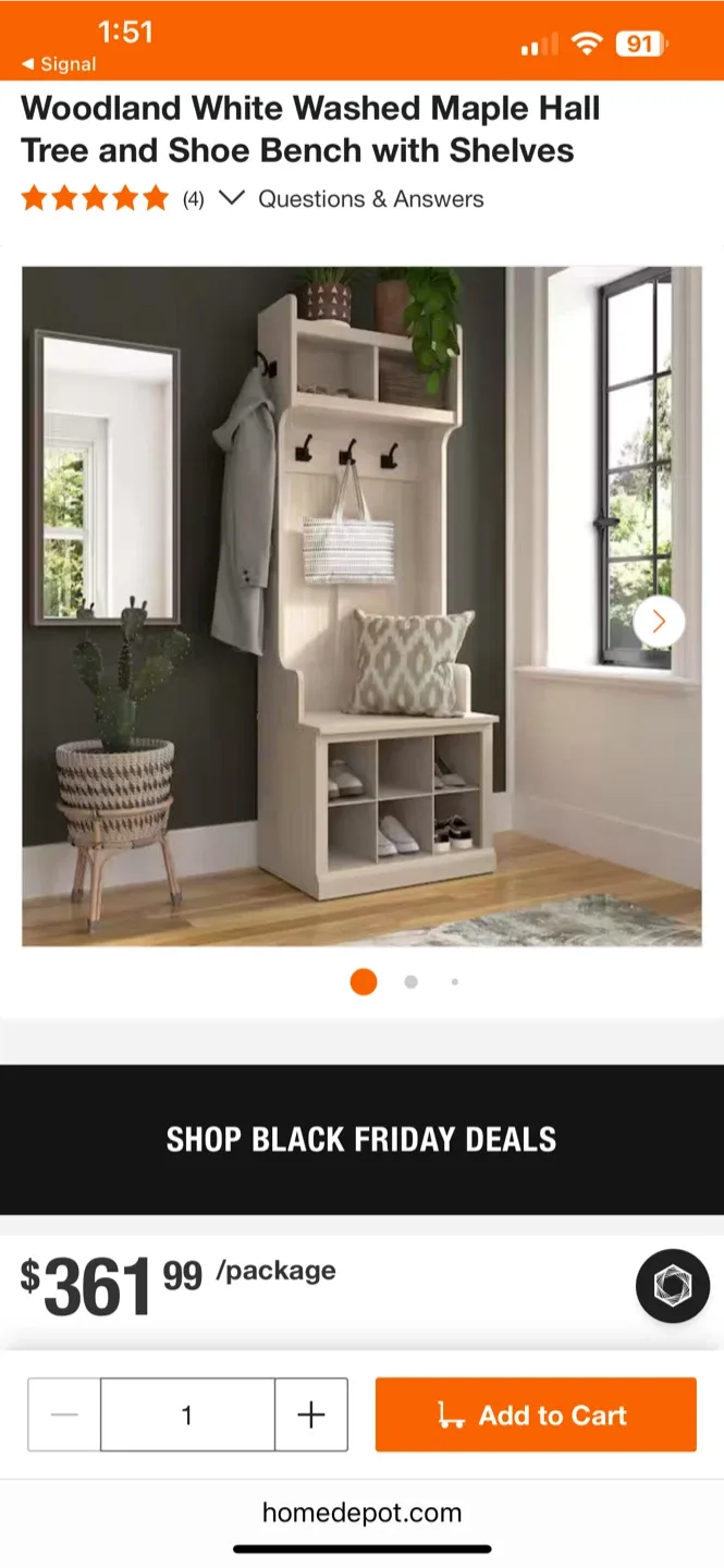 Grey Entryway Hall Tree with Bench image indicator(6)