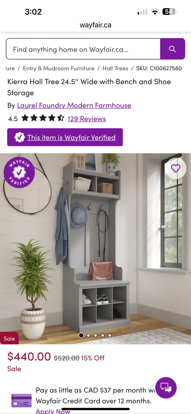 Grey Entryway Hall Tree with Bench image indicator(7)