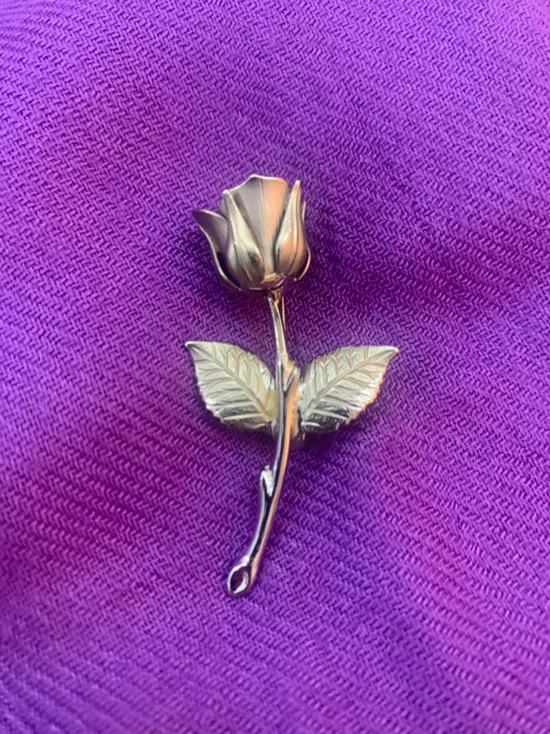 Vintage Brushed Silver Christmas Rose Brooch Pin