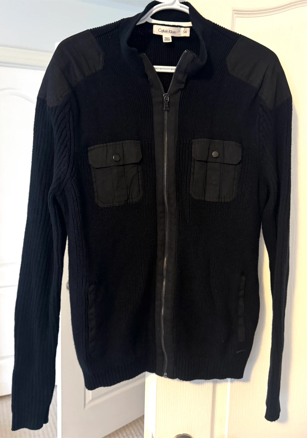 Calvin Klein Black Zip-Up Cardigan - Size L