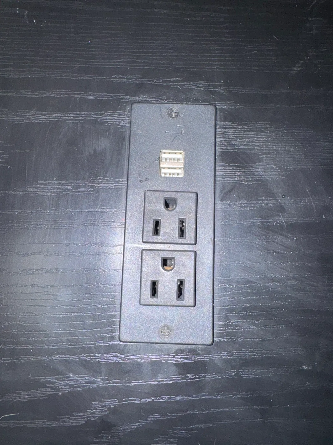 Black Desk with Built-in Power Outlet image indicator(2)