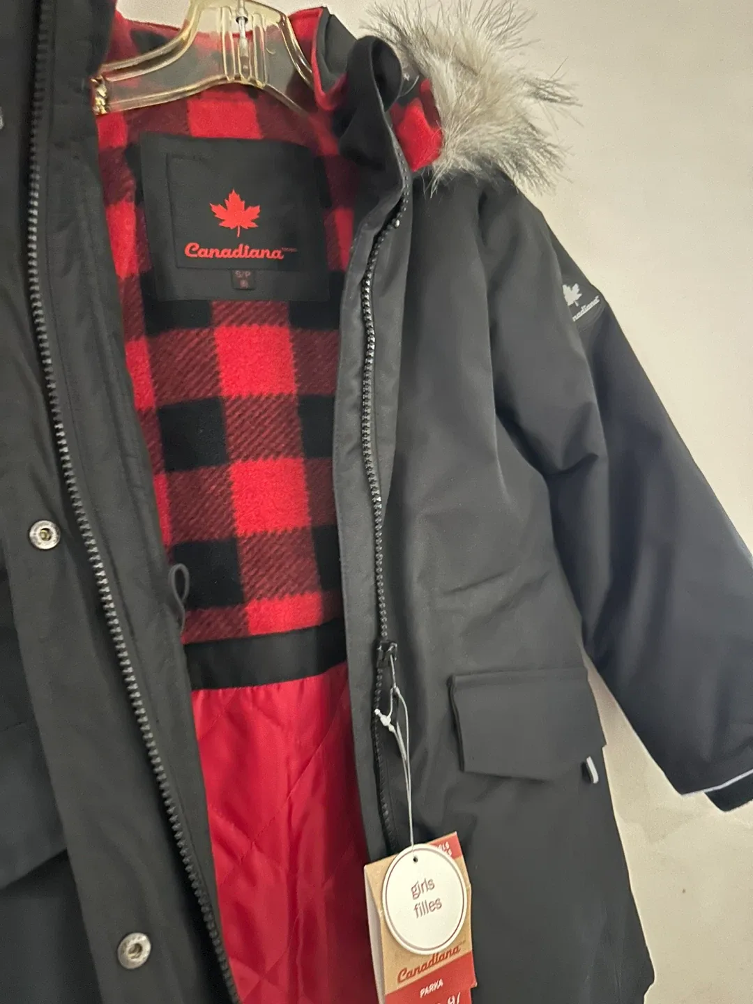 Canadiana Girls' Black Winter Parka - Size S/P 6