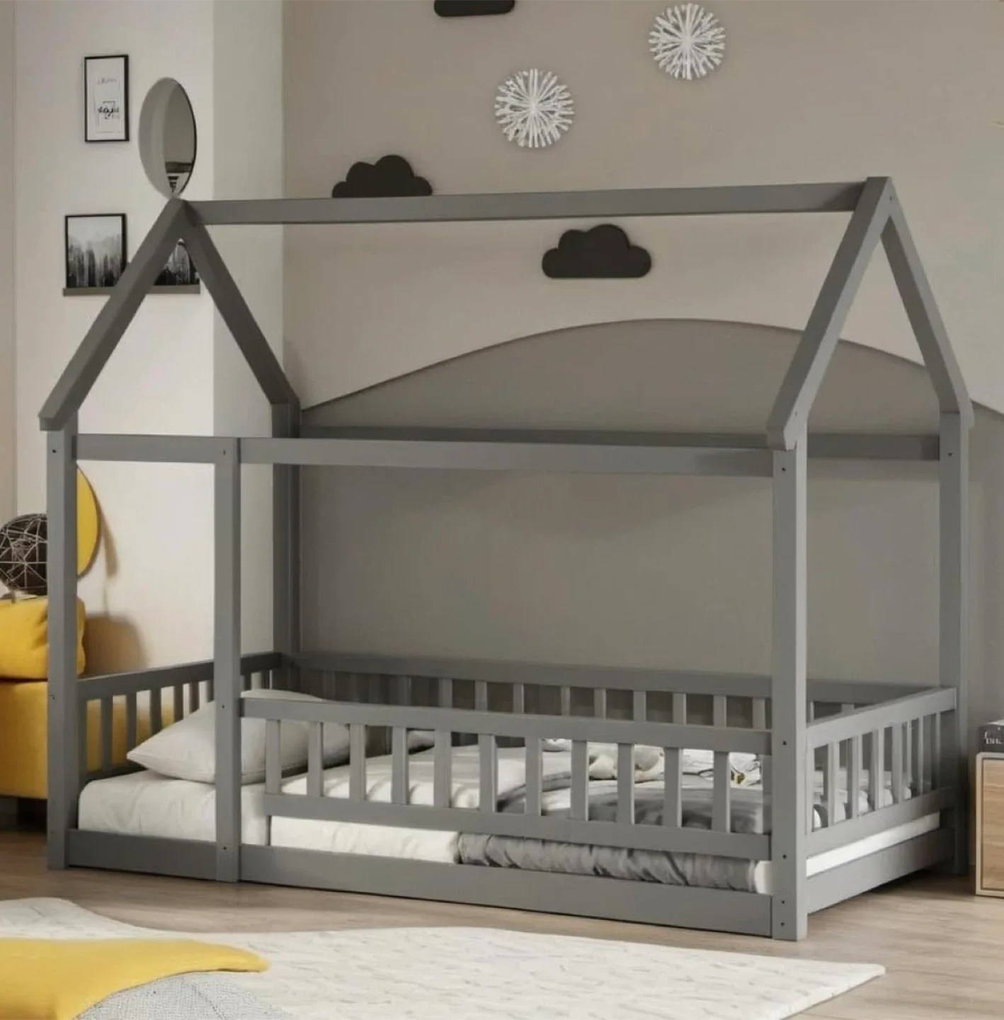 House Bed Frame - Gray - Kid's
