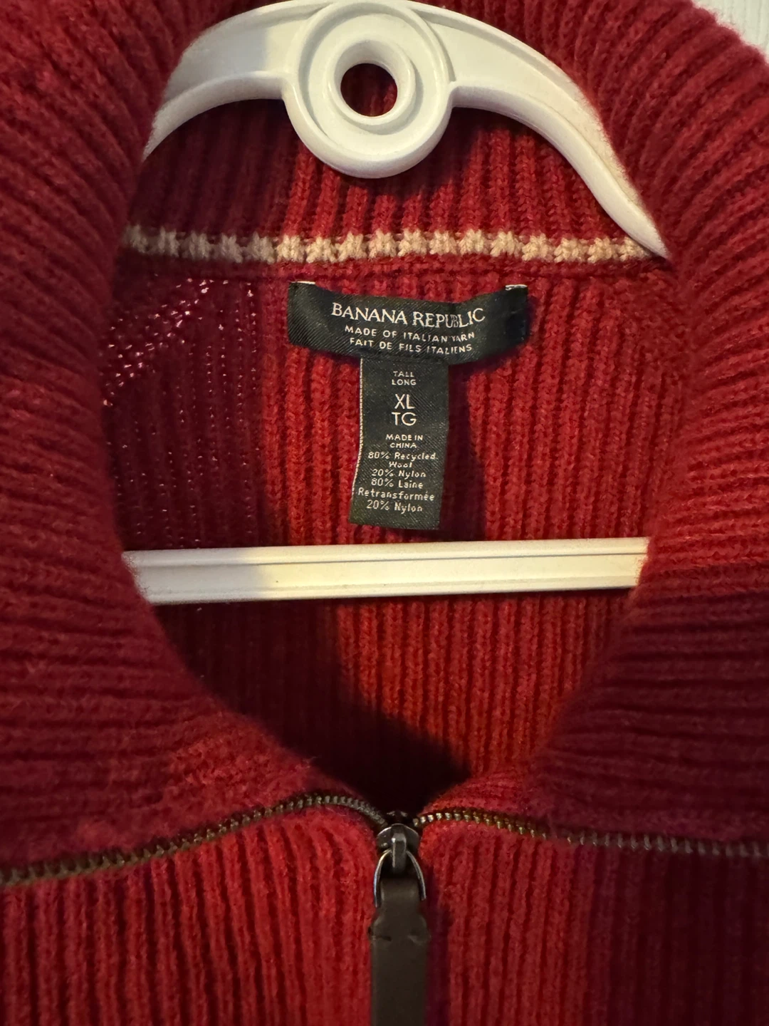 Banana Republic Red 1/4 Zip Sweater - XL - photo 4