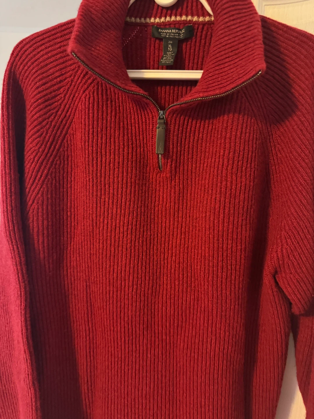 Banana Republic Red 1/4 Zip Sweater - XL - photo 2