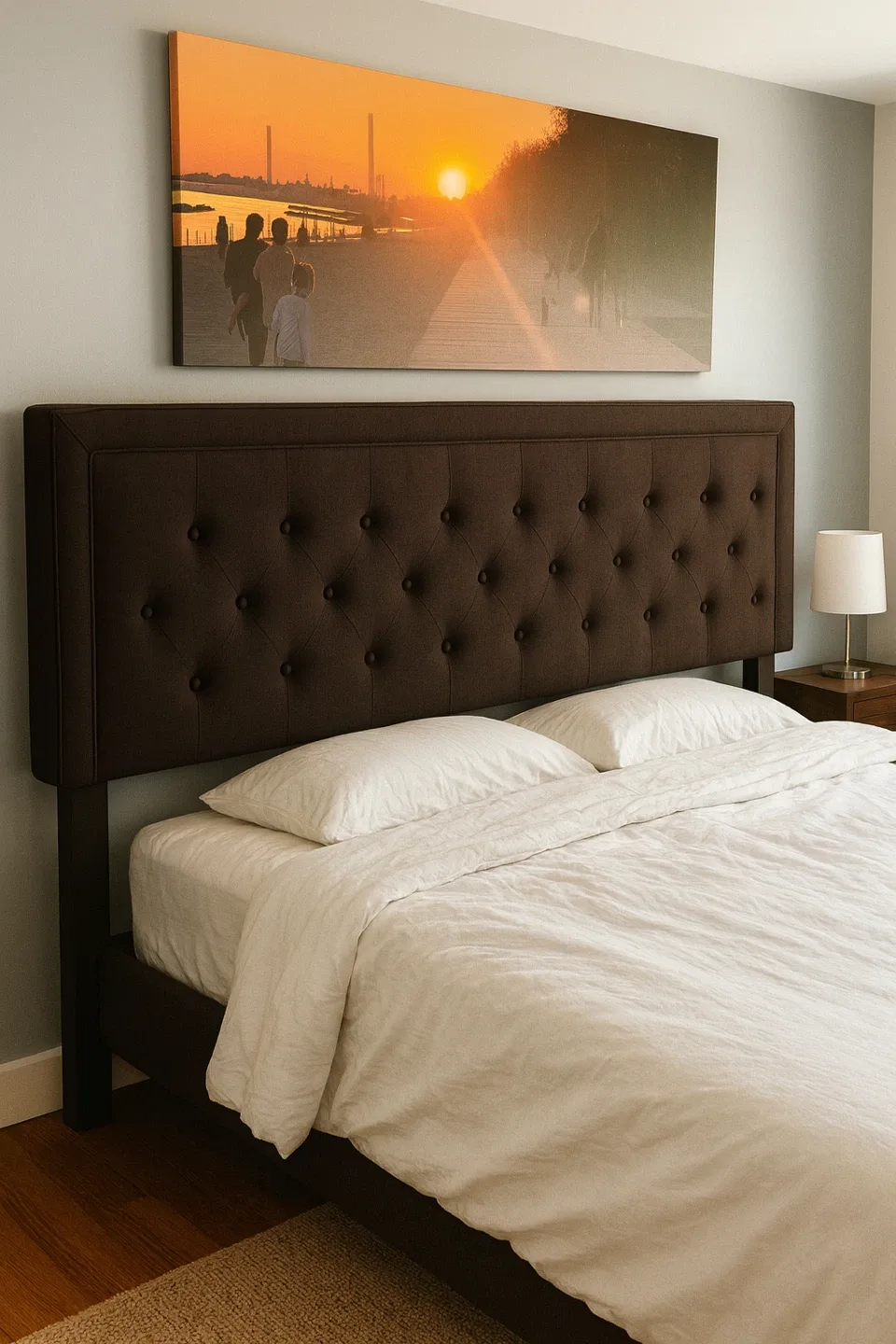 Upholstered king Bed Frame with Headboard