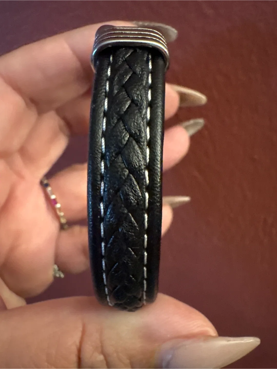 New Love My Son silver & Black Leather Bracelet image indicator(5)