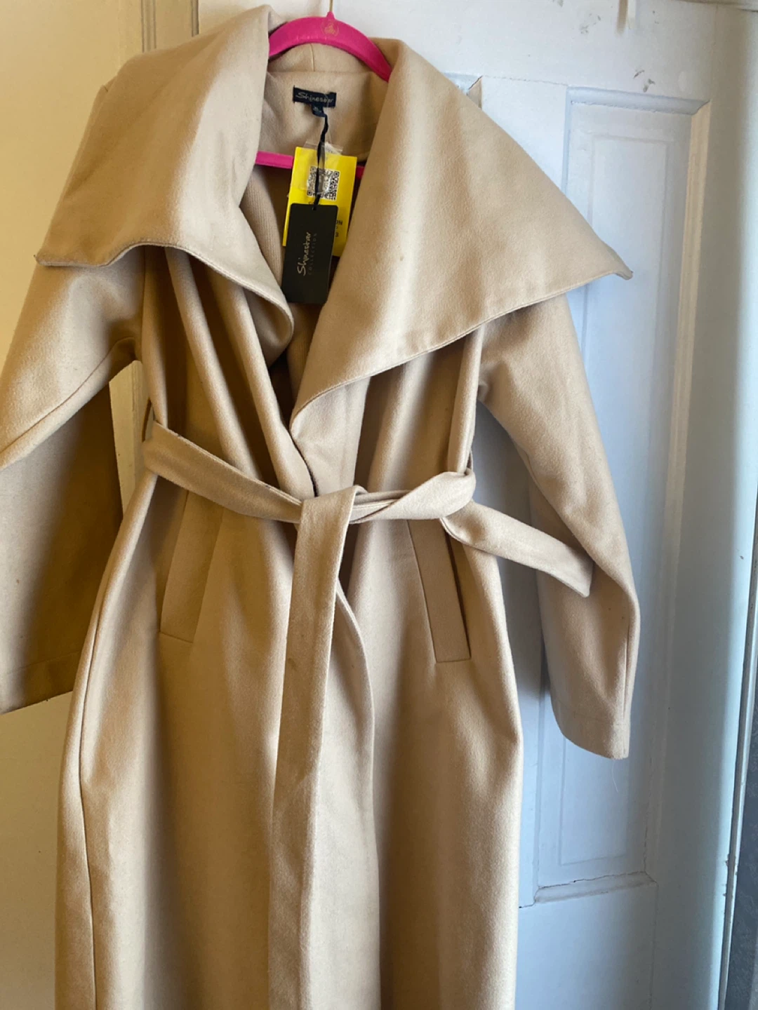 Ladies polyester Wrap Belted Coat - Khaki, XL - photo 2
