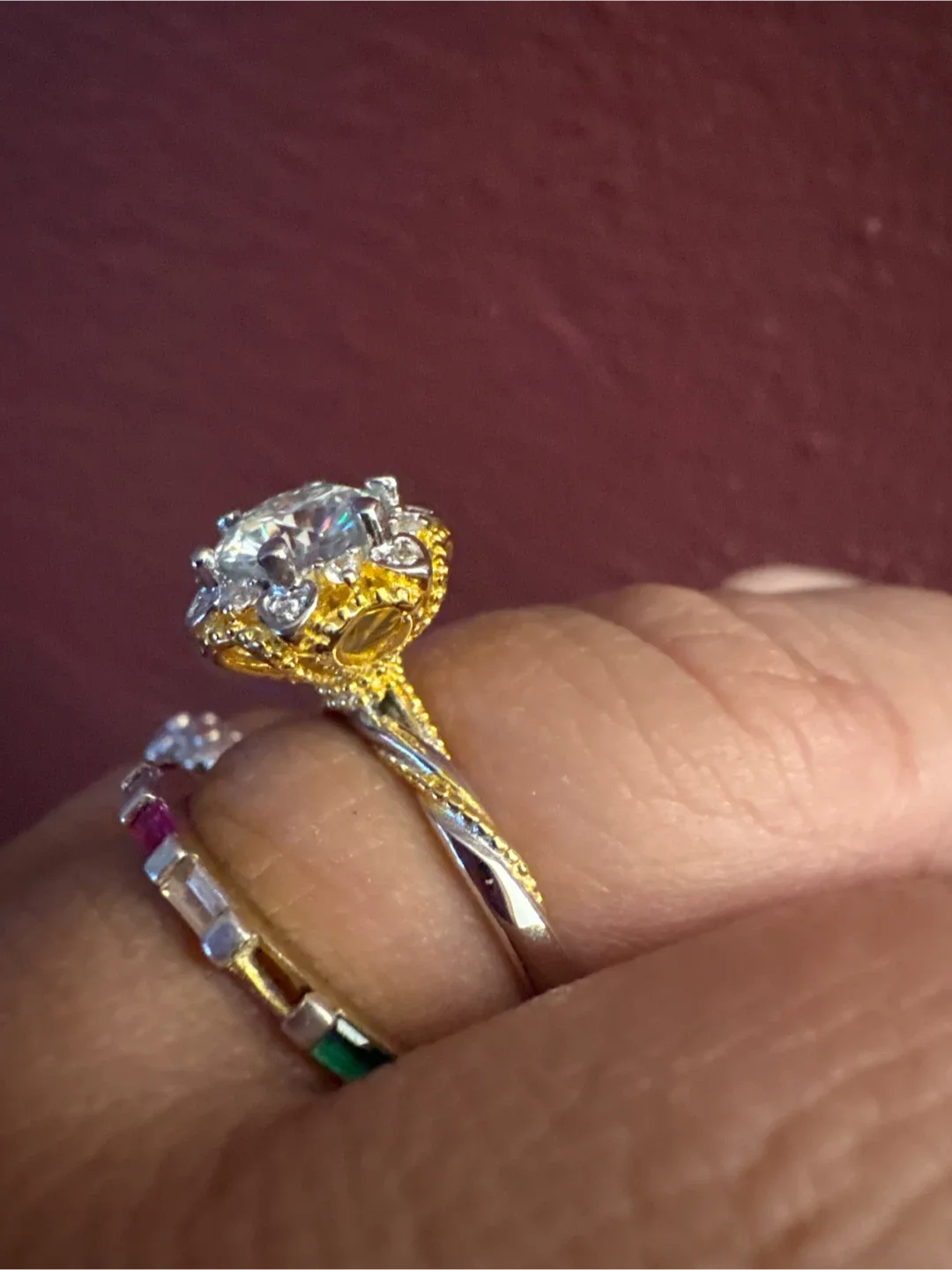 Genuine 2 carat 925 silver Moissonite Diamond Ring image indicator(6)