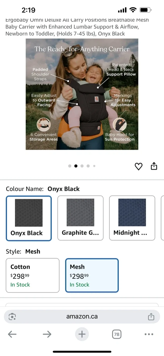 Ergobaby Omni Breeze Baby Carrier - Onyx Black image indicator(4)