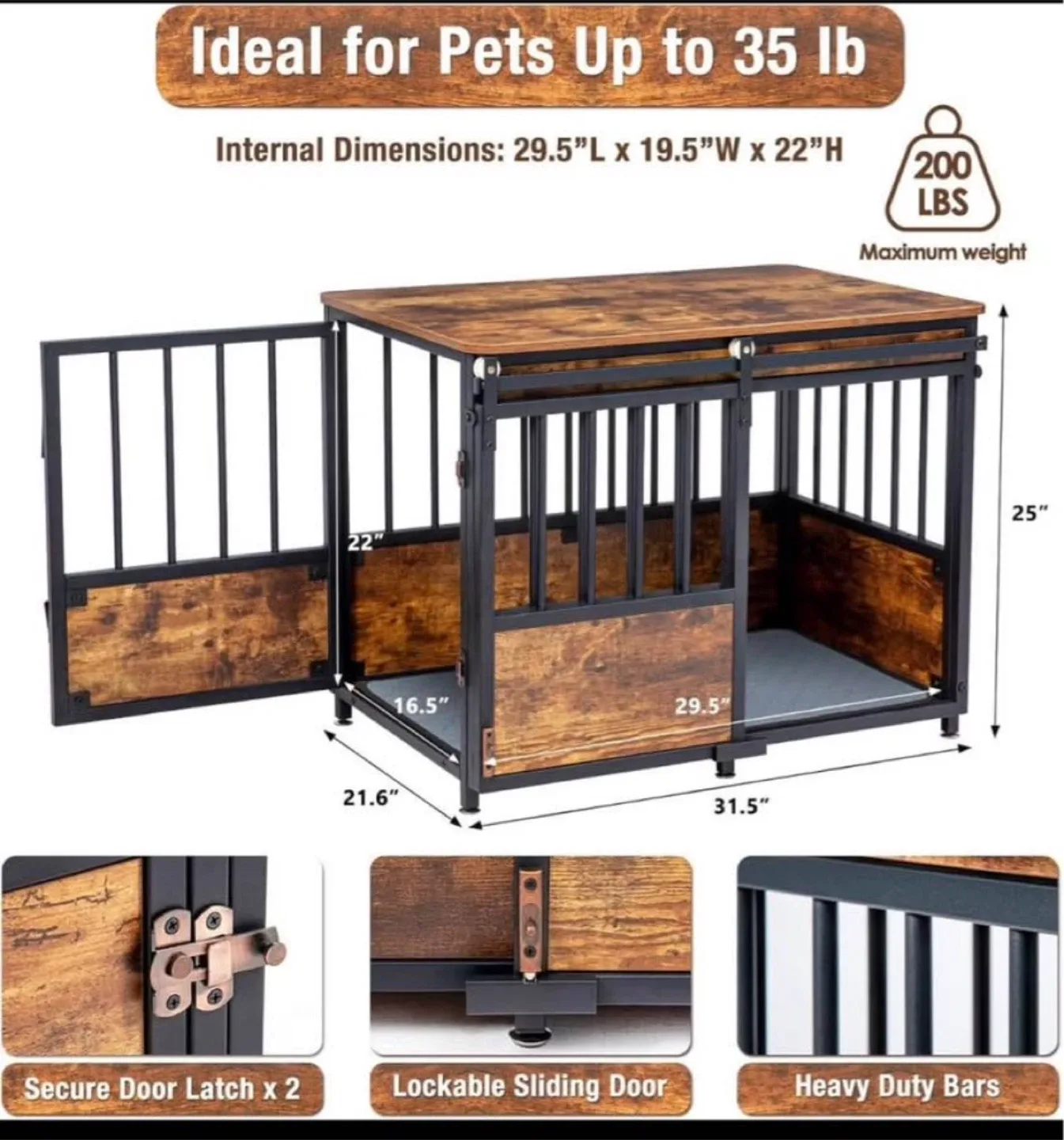 KOOPRO 32 Inch Dog Crate Furniture image indicator(2)