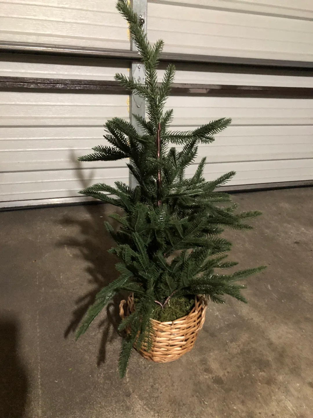 Small Artificial Christmas Tree in Basket