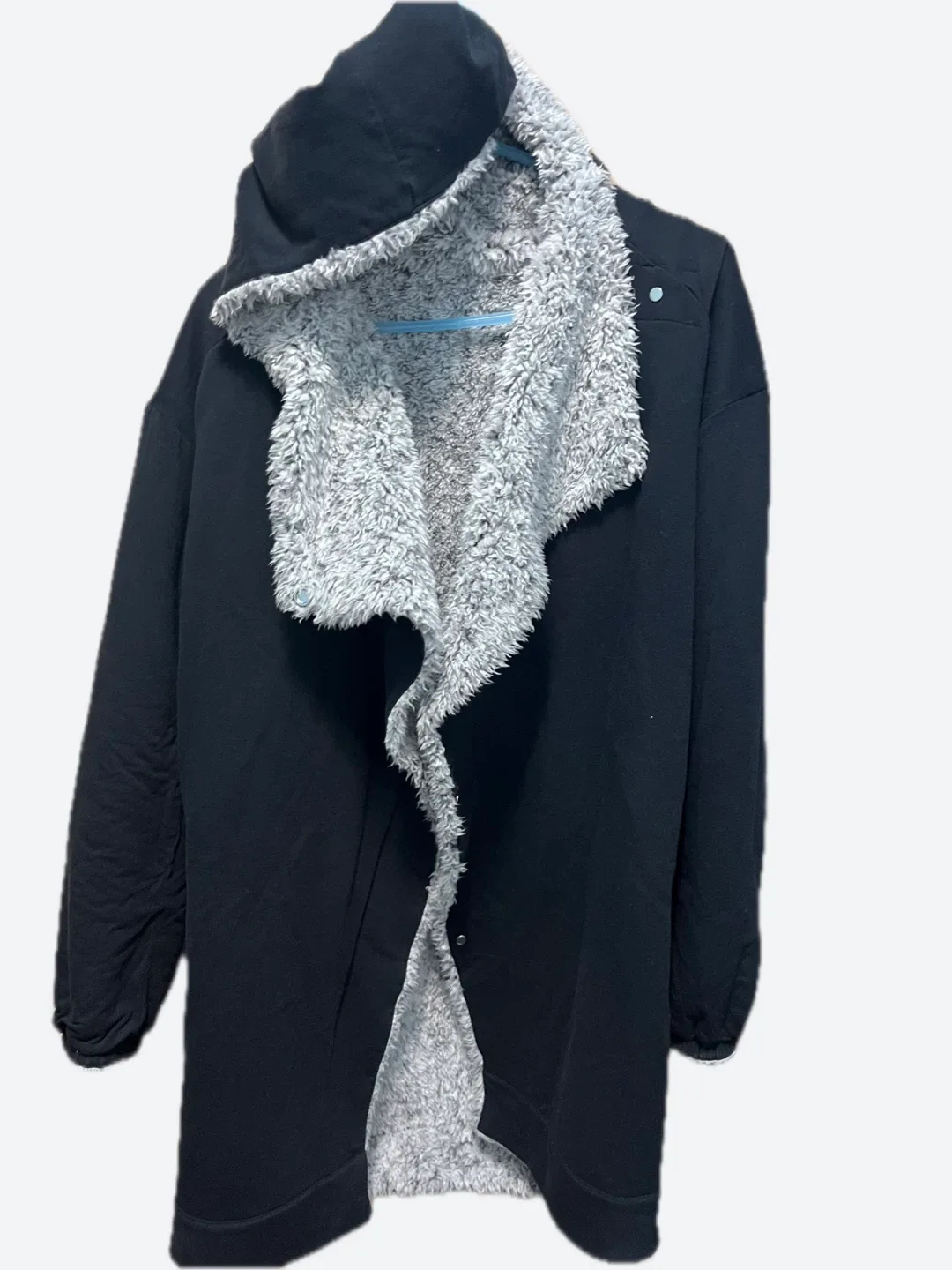 Fuzzy Grey & Black Reversible Hooded Jacket image indicator(2)