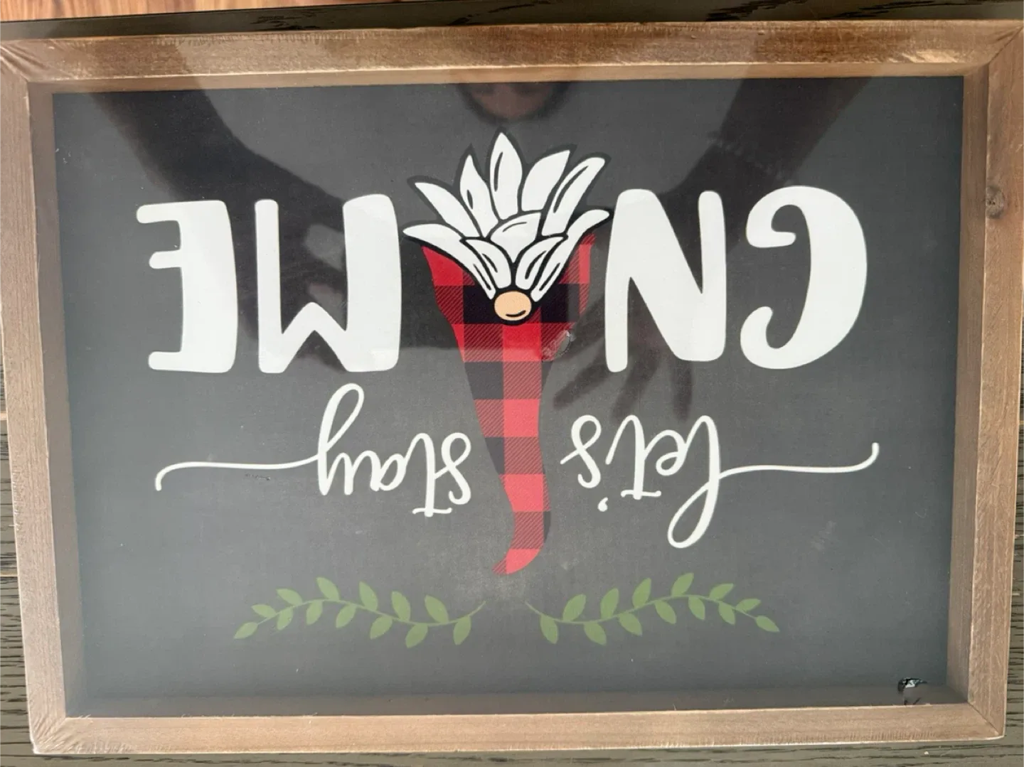 Let's Stay Home Gnome Sign