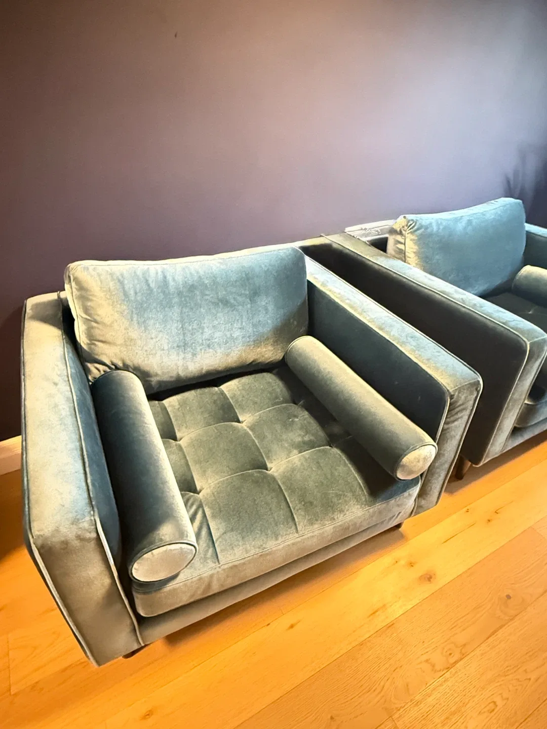 Sage Green Velvet Armchair image indicator(2)