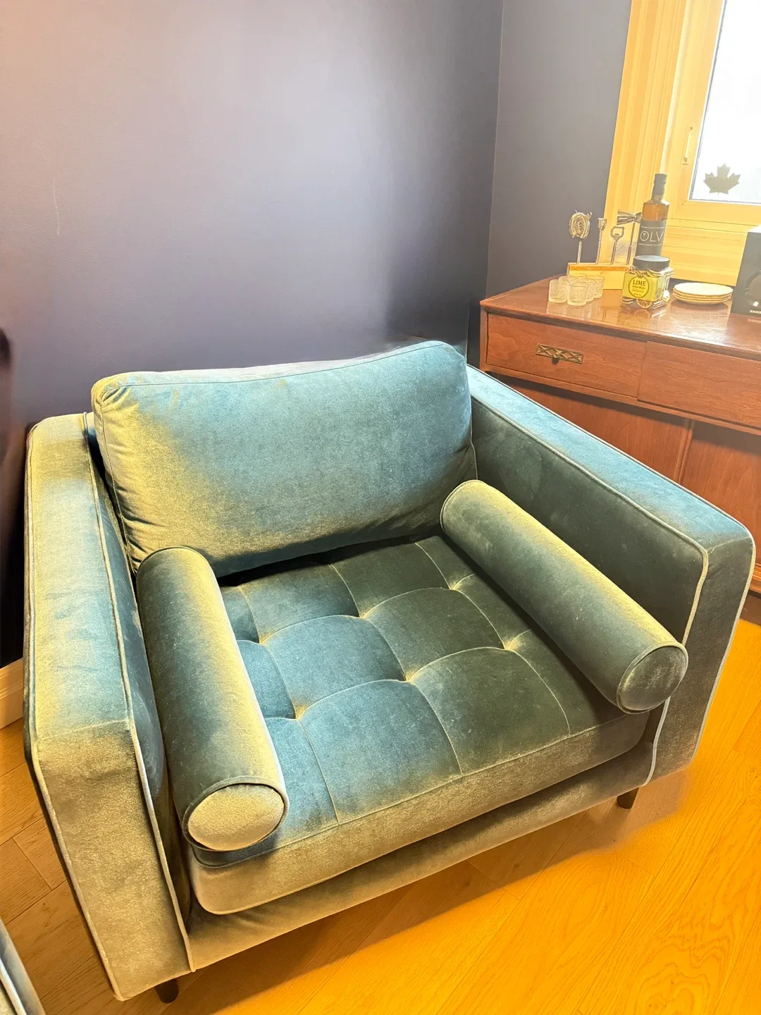 Sage Green Velvet Armchair image indicator(3)