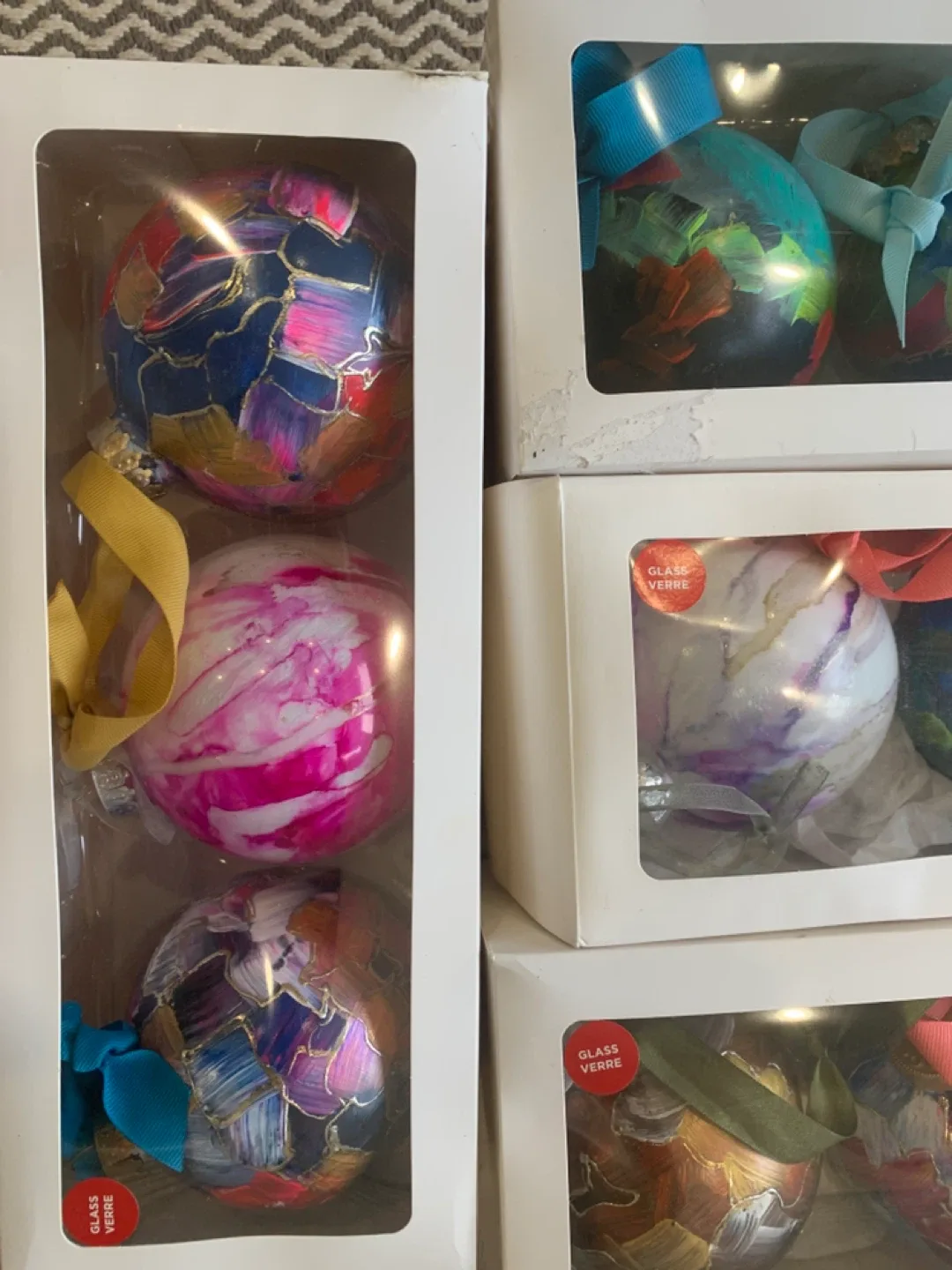 Hand Painted Glass Christmas Ornaments - Set of 3 image indicator(3)