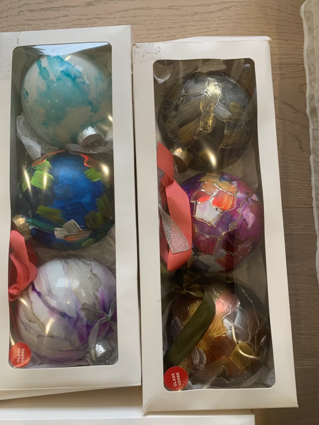 Hand Painted Glass Christmas Ornaments - Set of 3 image indicator(2)