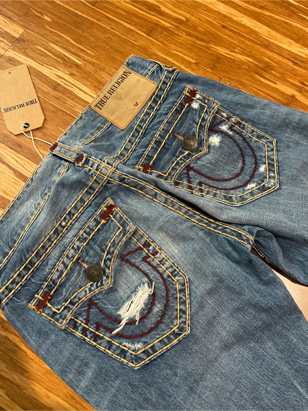 True Religion Ricky W Flap Super T Jeans Size 32 image indicator(4)