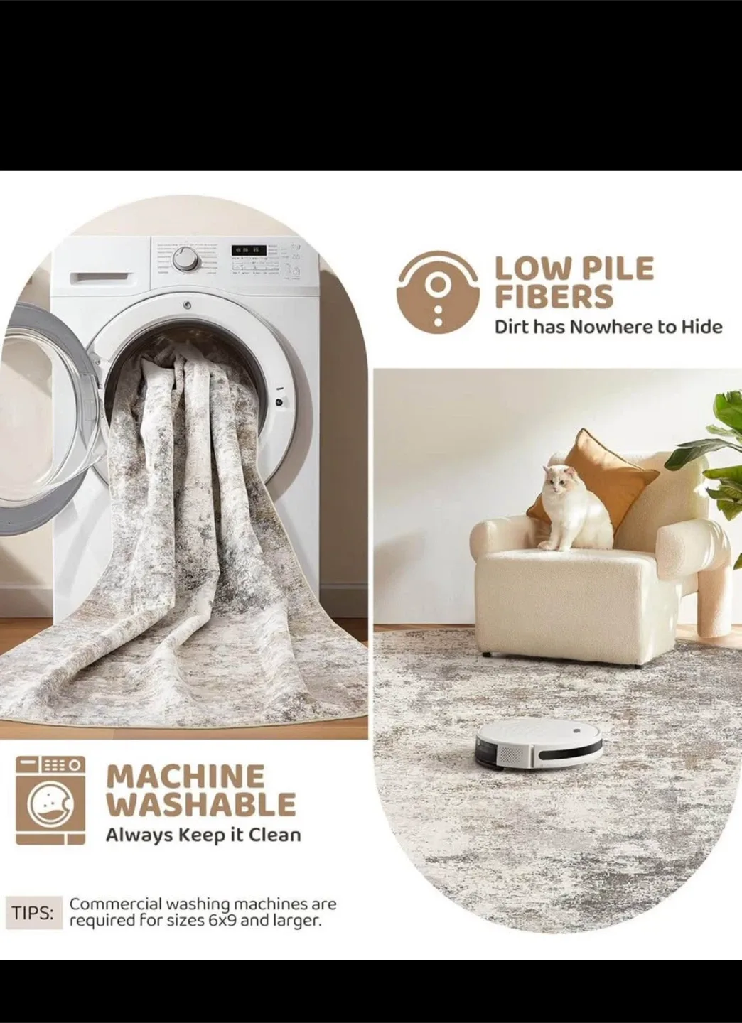 9x12 ft Area Rug Thickened - Washable Neutral- Brown grey image indicator(6)