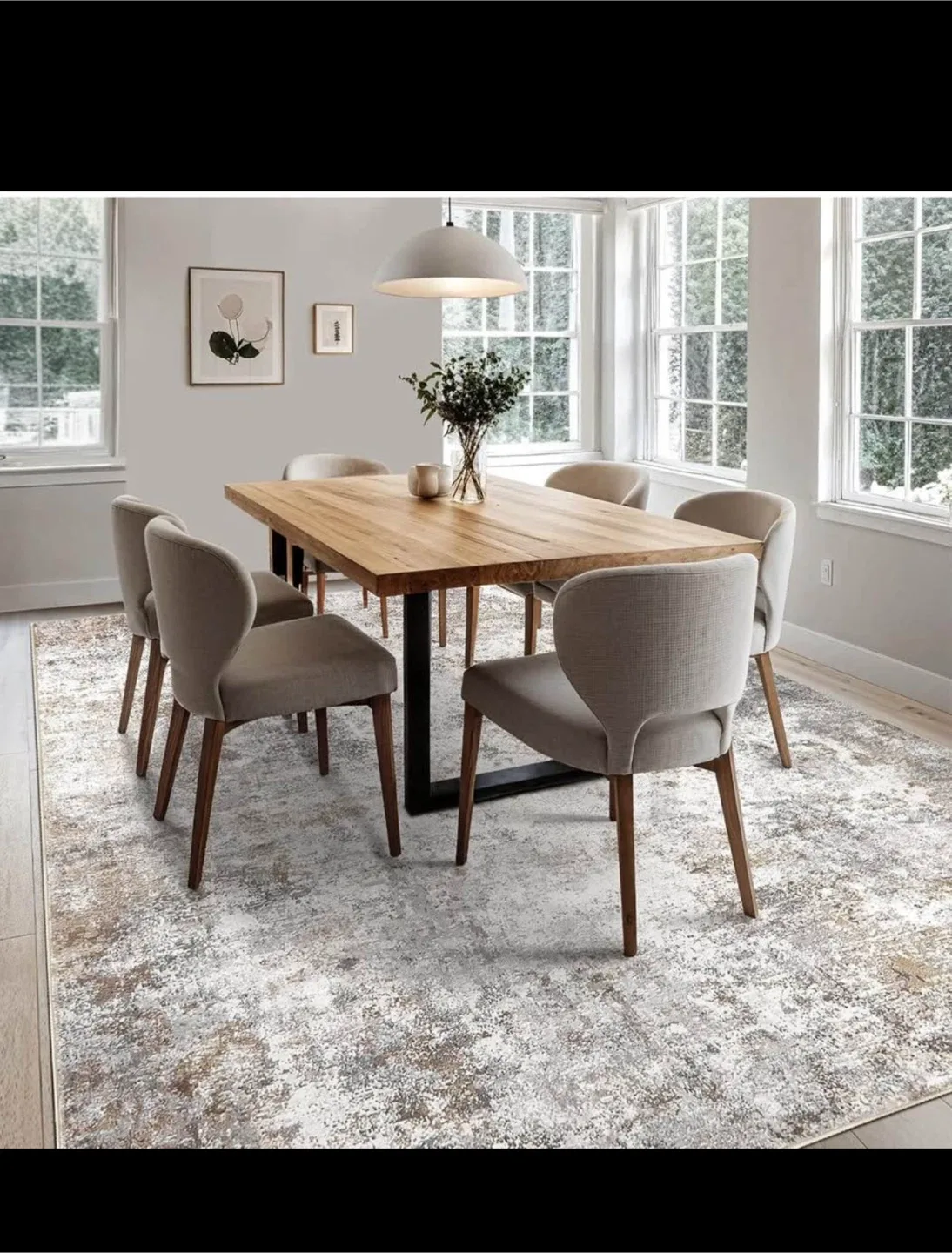 9x12 ft Area Rug Thickened - Washable Neutral- Brown grey