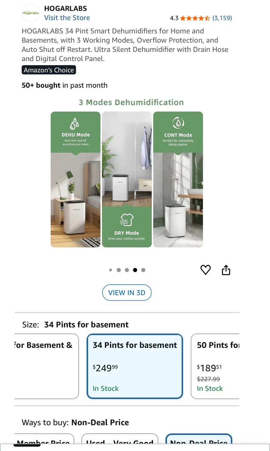 HOGARLABS 34 Pint Smart Dehumidifier - Brand New image indicator(3)