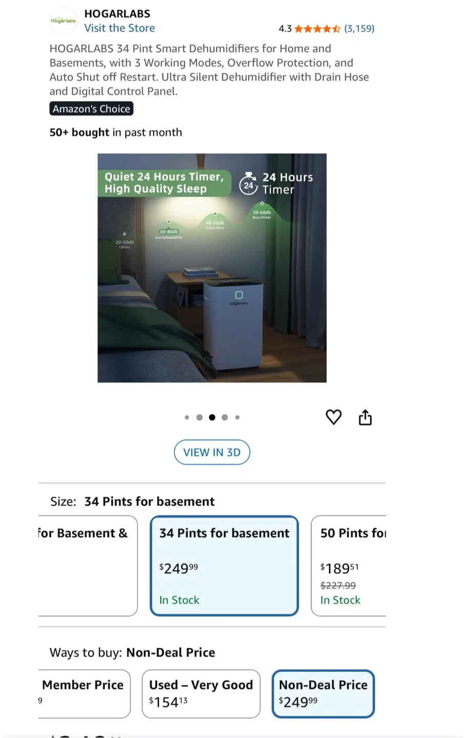 HOGARLABS 34 Pint Smart Dehumidifier - Brand New image indicator(2)