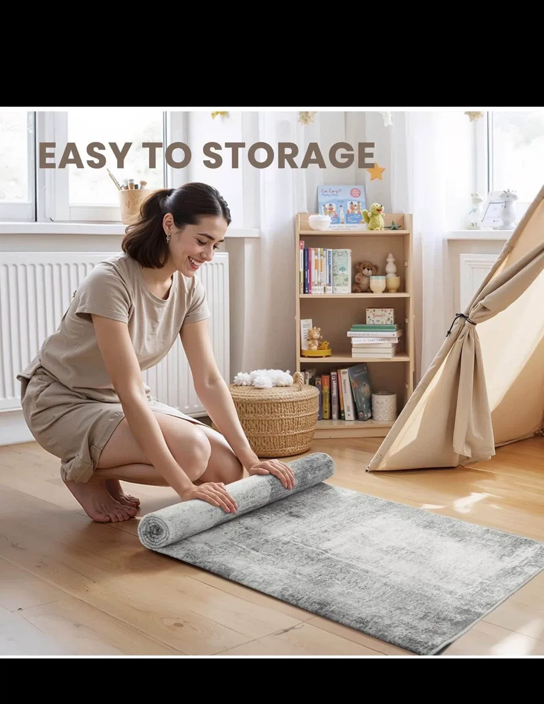 9x12 Area Rug Non-Slip Backing Washable,Stain Resistant, grey image indicator(6)