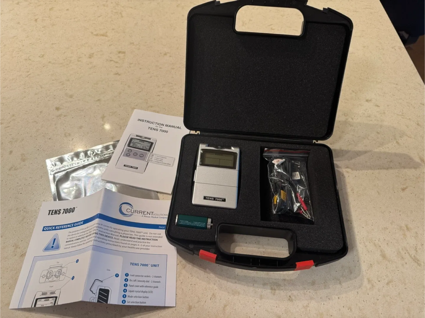 Muscle Pain Relief TENS 7000 Unit with Case & Accessories