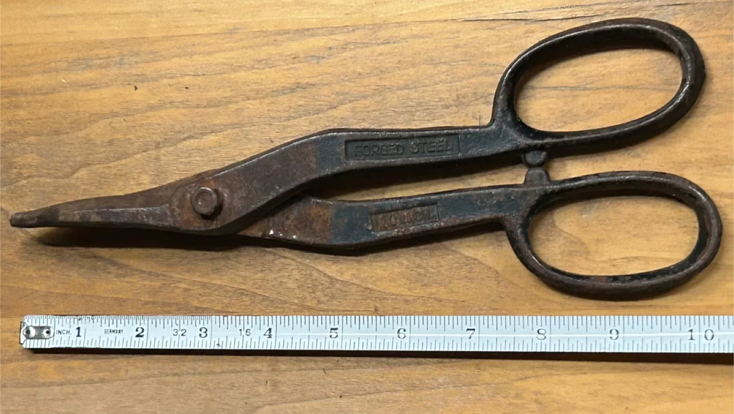 $7 Vintage Tin Snip Shear Cutters 10 Inch Forged Steel tool hand image indicator(6)
