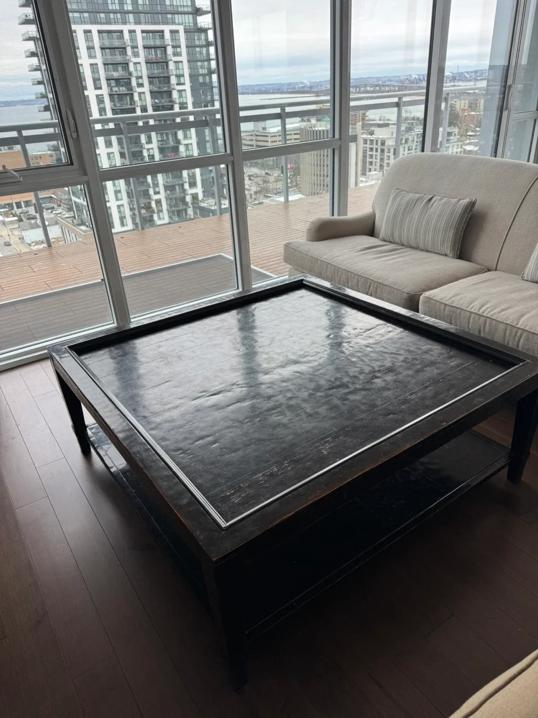 Solid 48” walnut square coffee table image indicator(3)