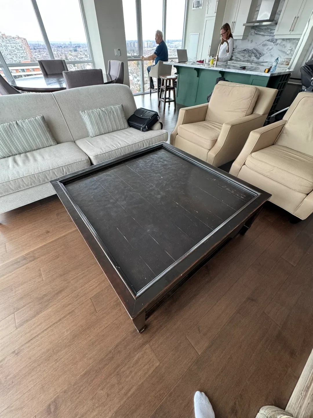 Solid 48” walnut square coffee table image indicator(2)