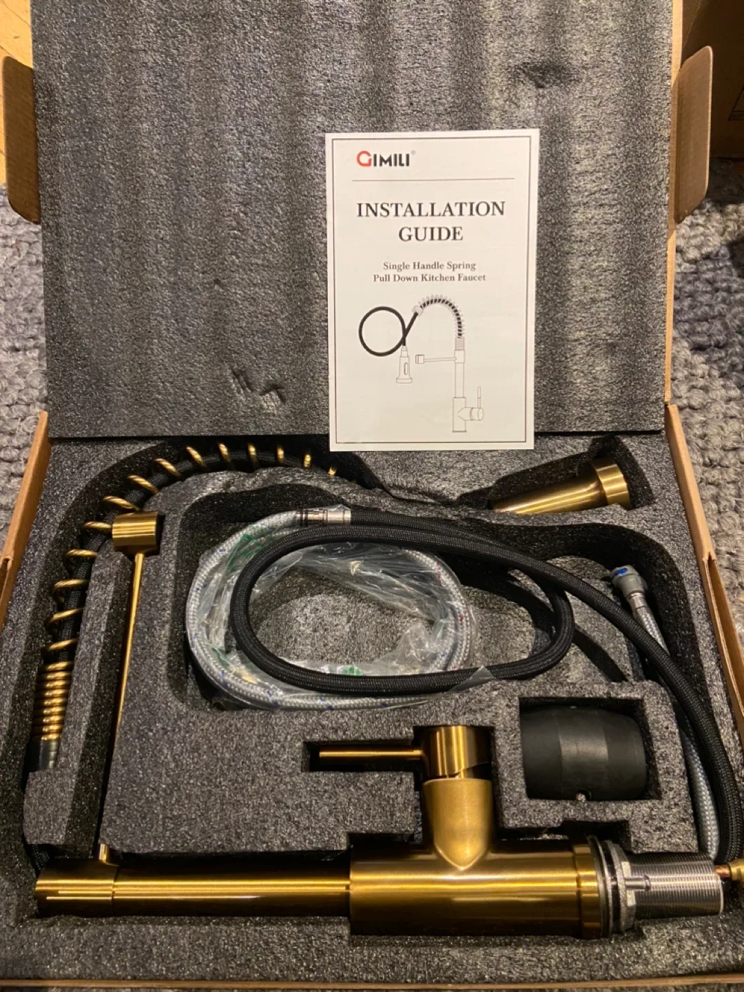 New Spring Kitchen Faucet with Pull Down Sprayer Brushed Gold image indicator(6)