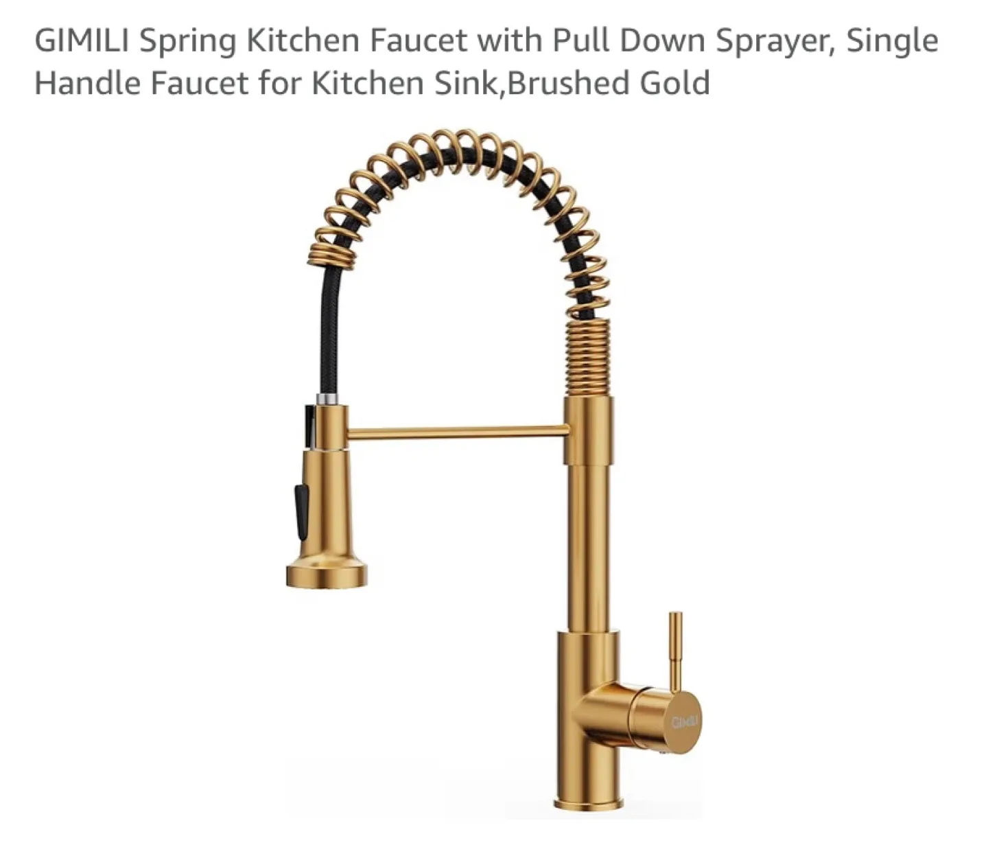 New Spring Kitchen Faucet with Pull Down Sprayer Brushed Gold