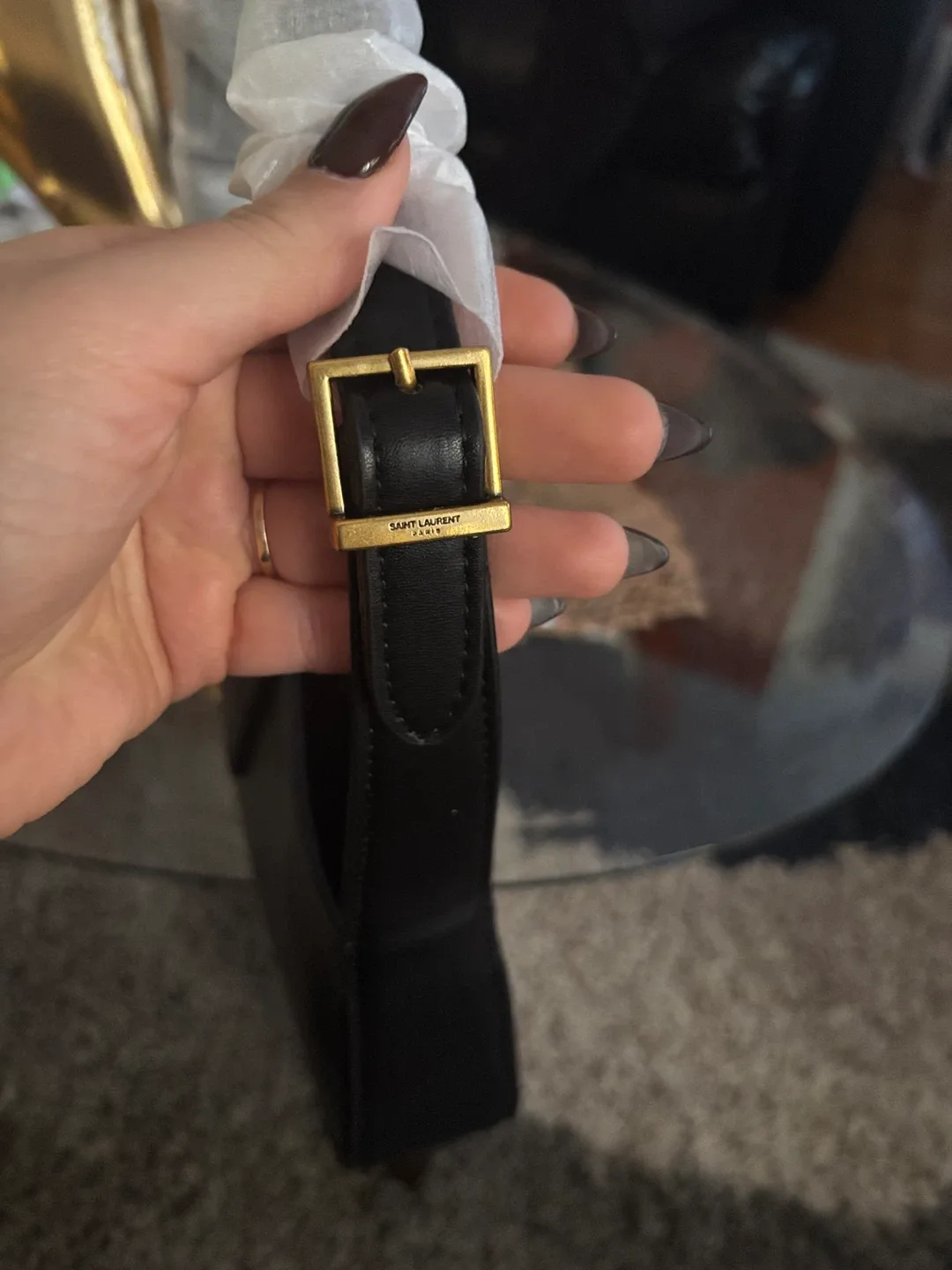 Saint Laurent YSL Black Leather Shoulder Bag image indicator(3)