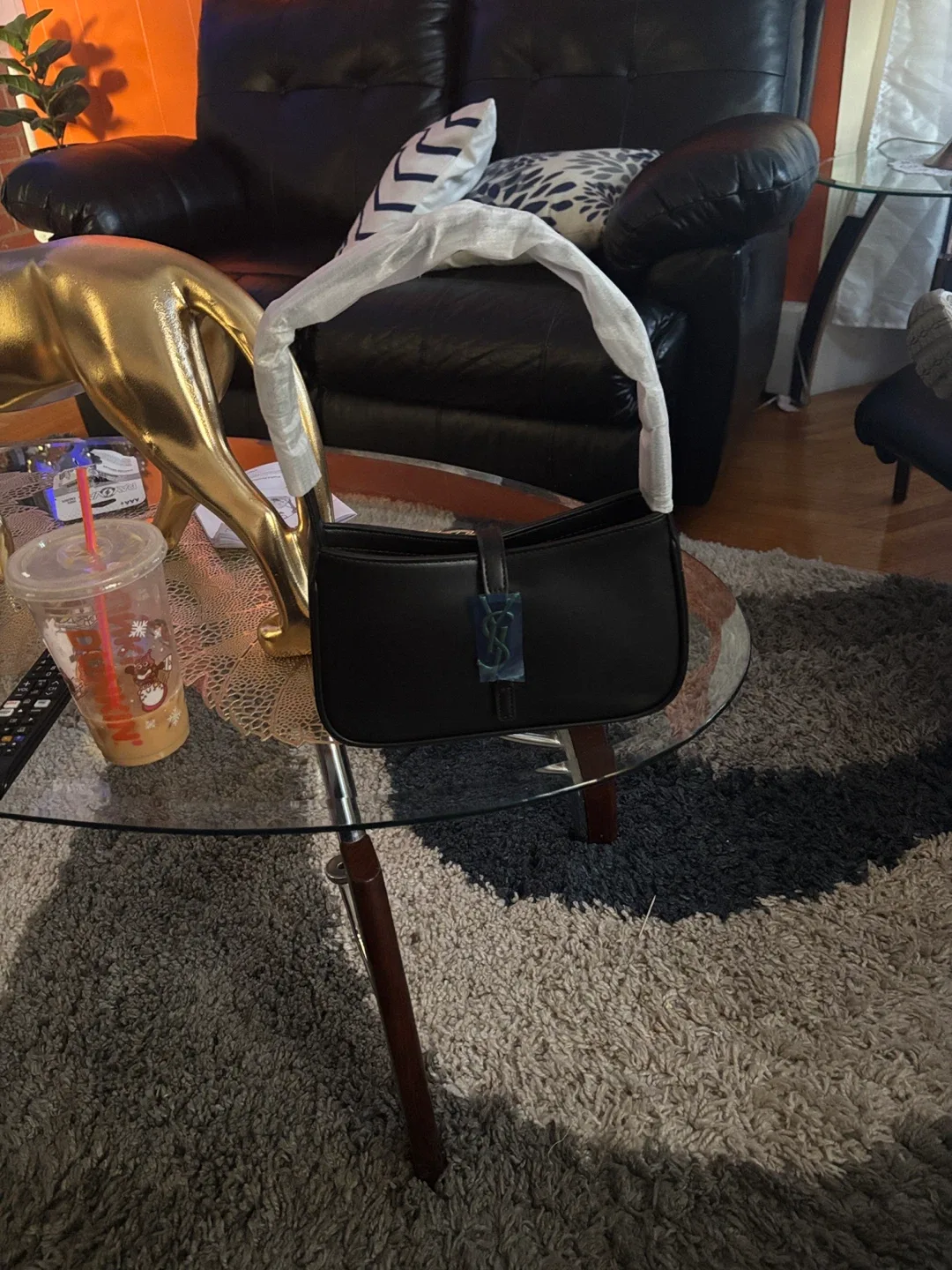 Saint Laurent YSL Black Leather Shoulder Bag