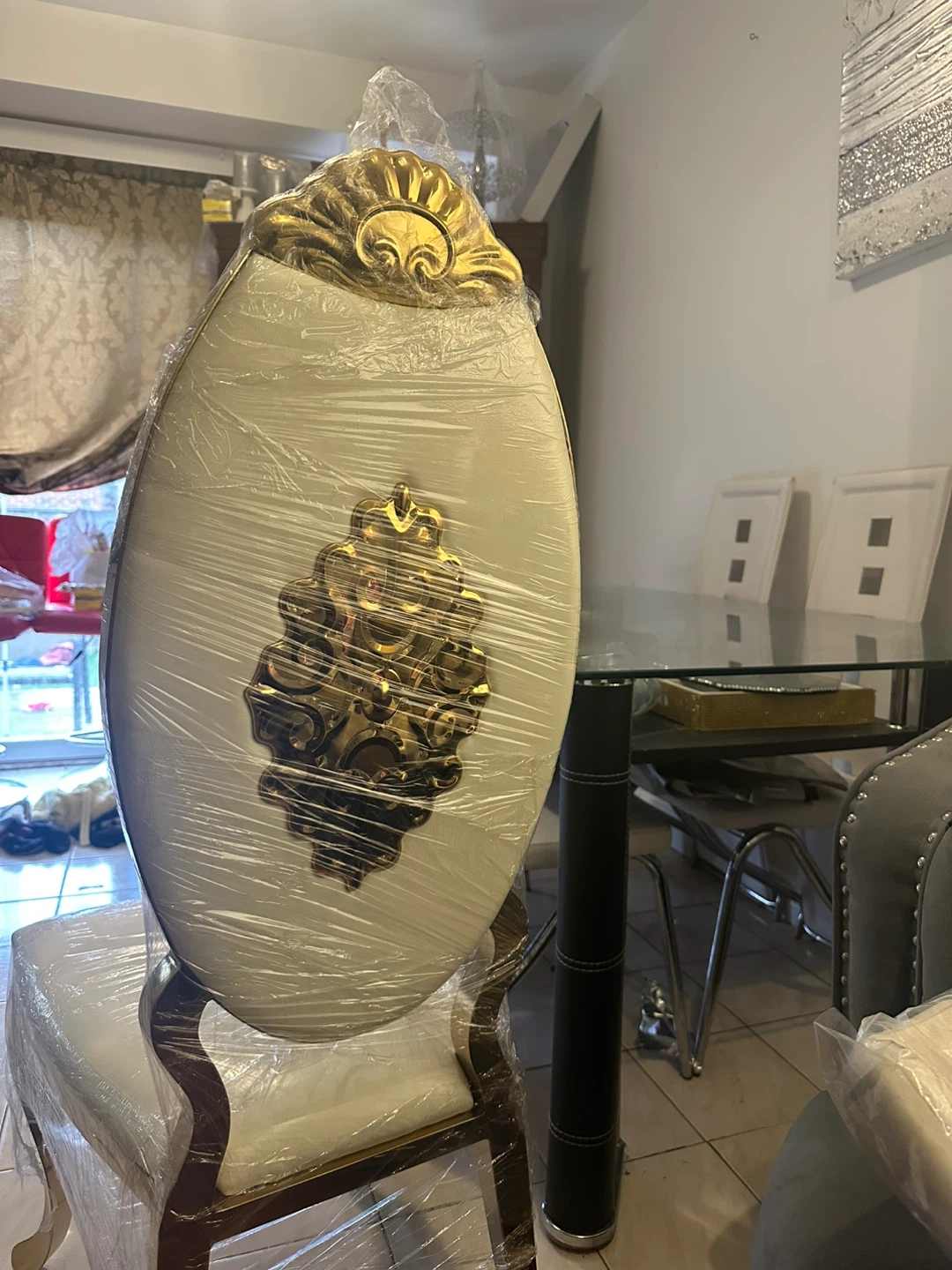 Ornate Dining Chair - Cream and Gold - photo 2