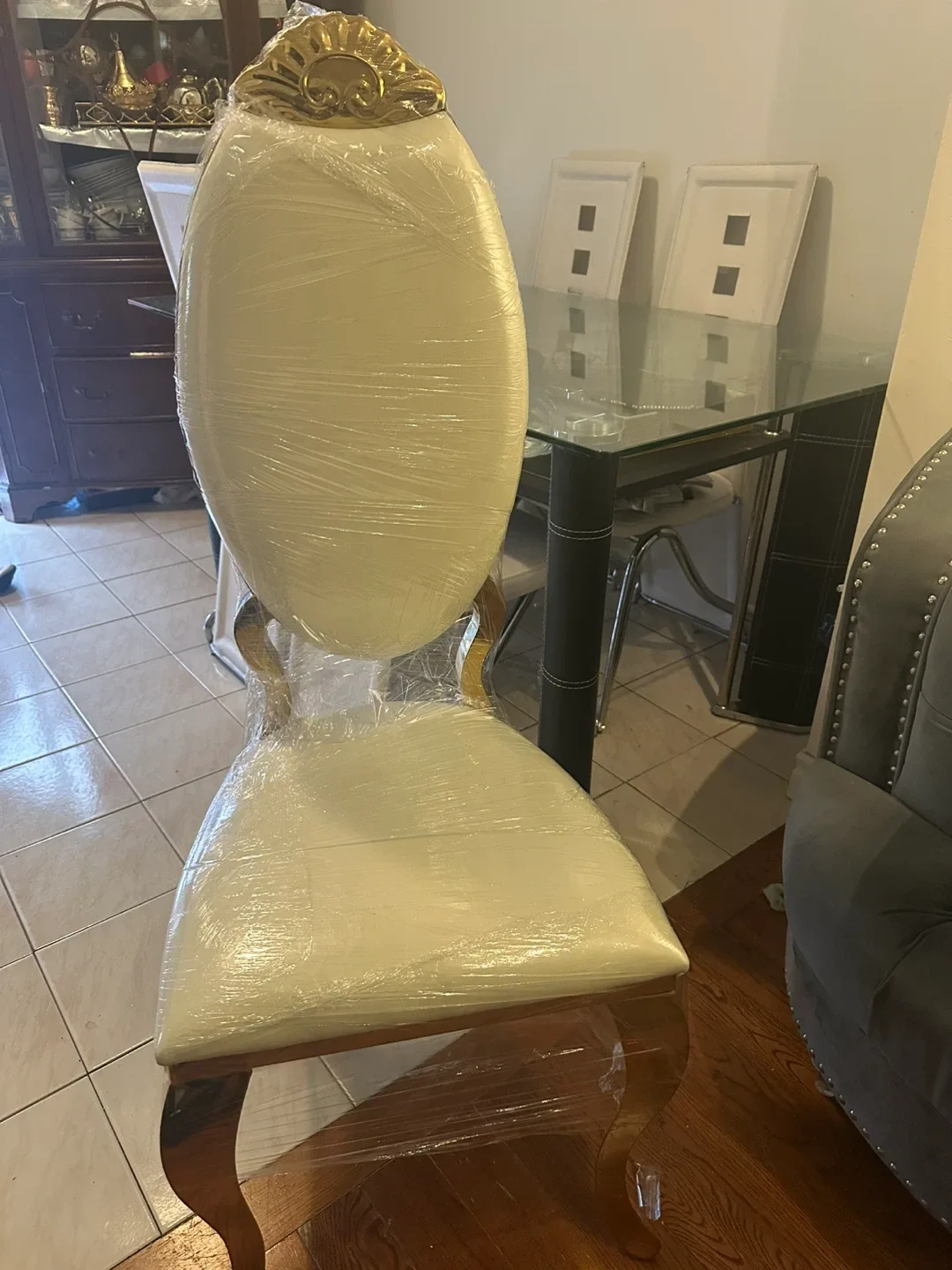 Ornate Dining Chair - Cream and Gold